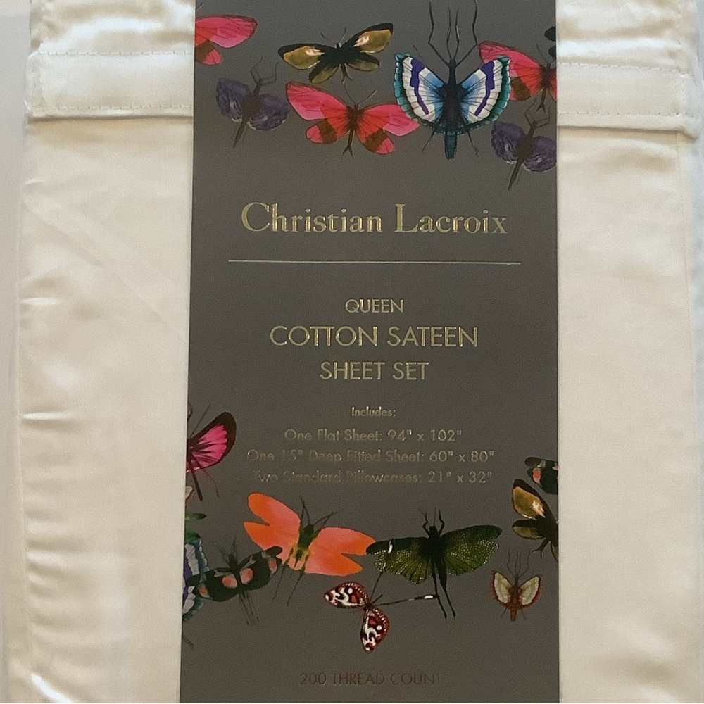 Christian Lacroix Cotton Sateen Queen Sheet Set 200 ct New - Picture 3 of 4